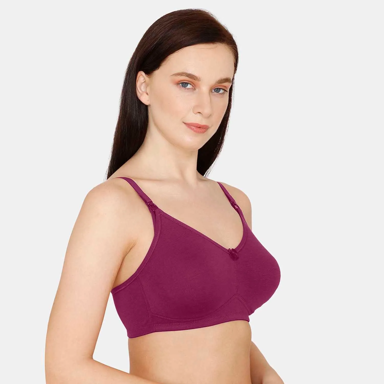 Zivame Double Layered Non Wired 3/4th Coverage Maternity/ Nursing Bra - Purple (32DD)