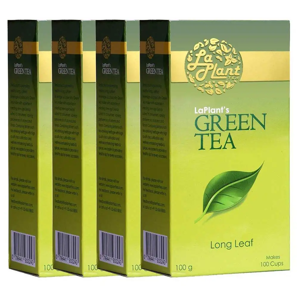 Laplant Green Tea Long Leaf,  100 g  Unflavoured(Pack of 4)