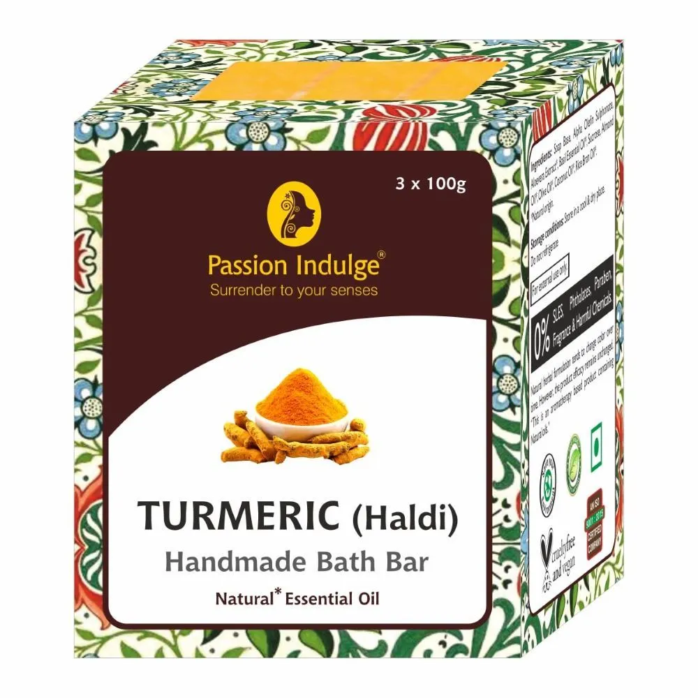 Passion Indulge Natural Handmade Bath Bar Soap - Turmeric (Pack of 3)