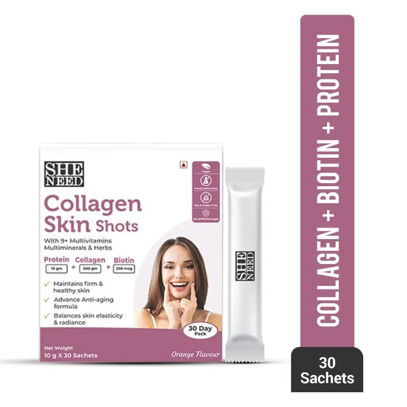 Sheneed Collagen Skin Shot Protein, Collagen & Biotin Enhances Skin Radiance & Anti-aging