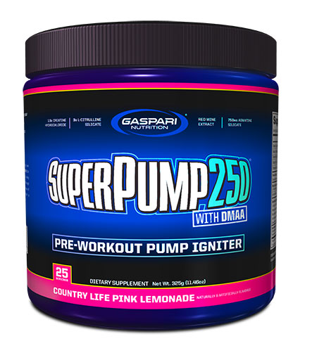 SuperPump 250 By Gaspari Nutrition, Country Life Pink Lemonade, 325 Grams