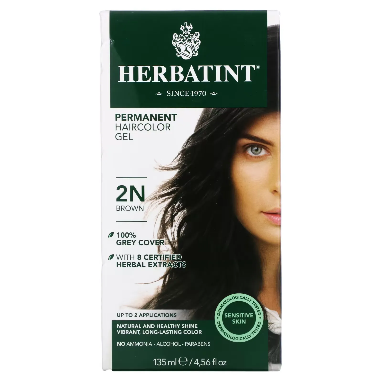 Permanent Haircolor Gel, 2N, Brown, 4.56 fl oz (135 ml)