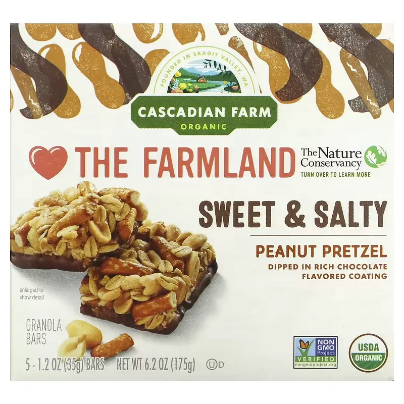 Organic, Chewy Granola Bars, Sweet & Salty, Peanut Pretzel, 5 Bars, 1.2 oz (35 g) Each