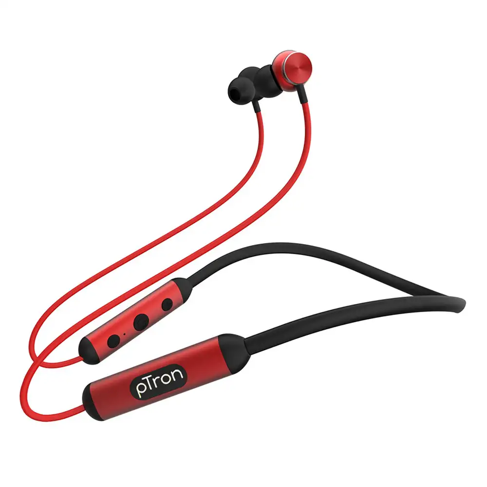 Ptron InTunes Ultima Bluetooth Headset,  Black & Red