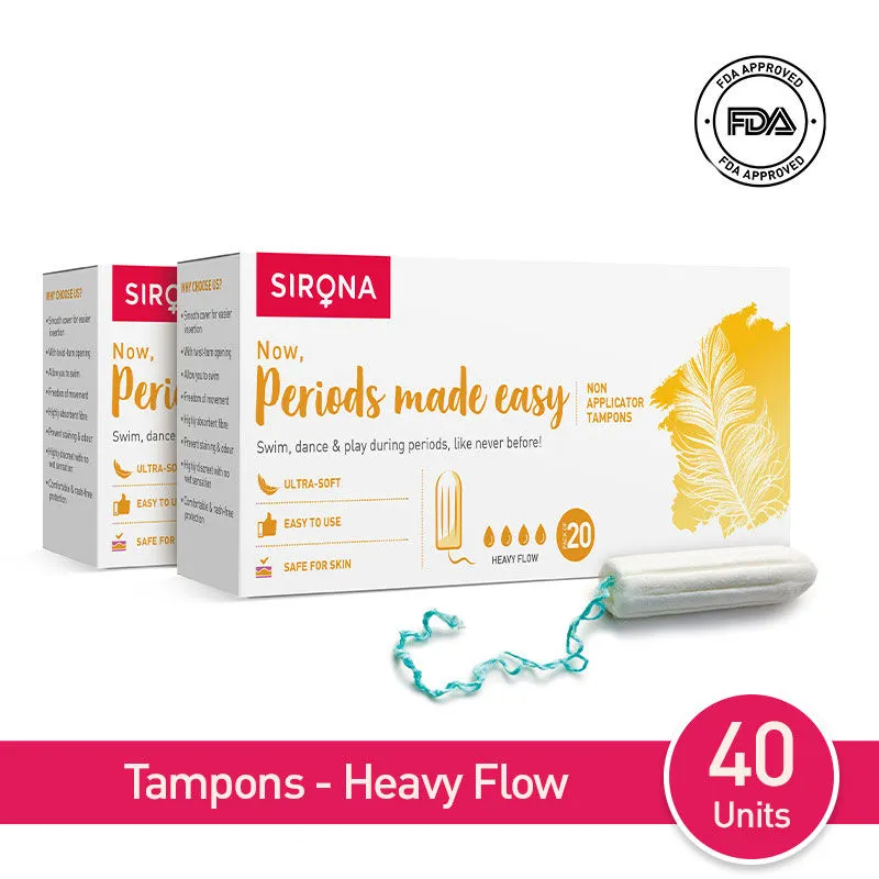 Sirona FDA Approved Premium Digital Tampons - Heavy Flow (40 Tampons), 8 Hours Protection