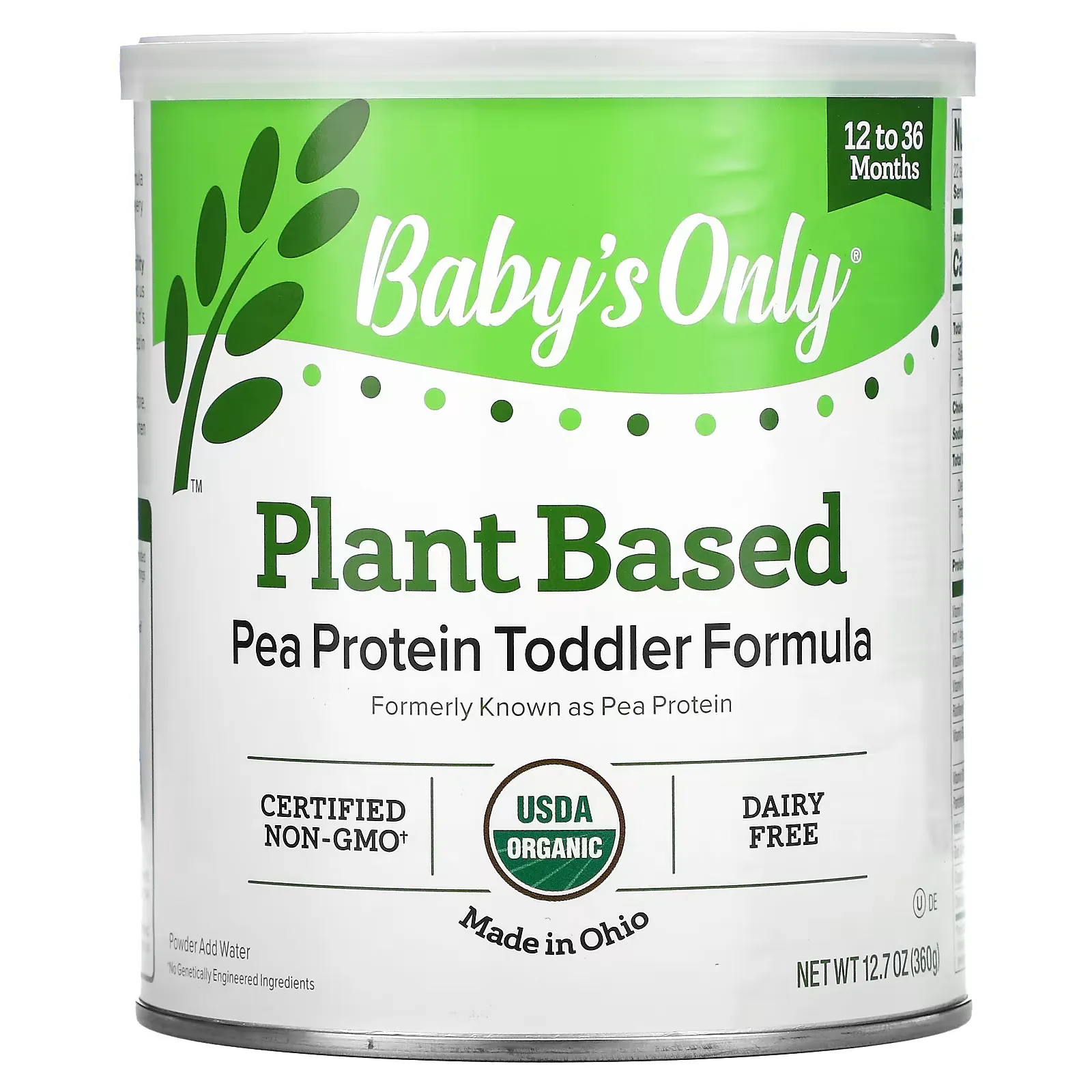 Baby's Only, Plant Based Pea Protein Toddler Formula, 12 to 36 Months, 12.7 oz (360 g)