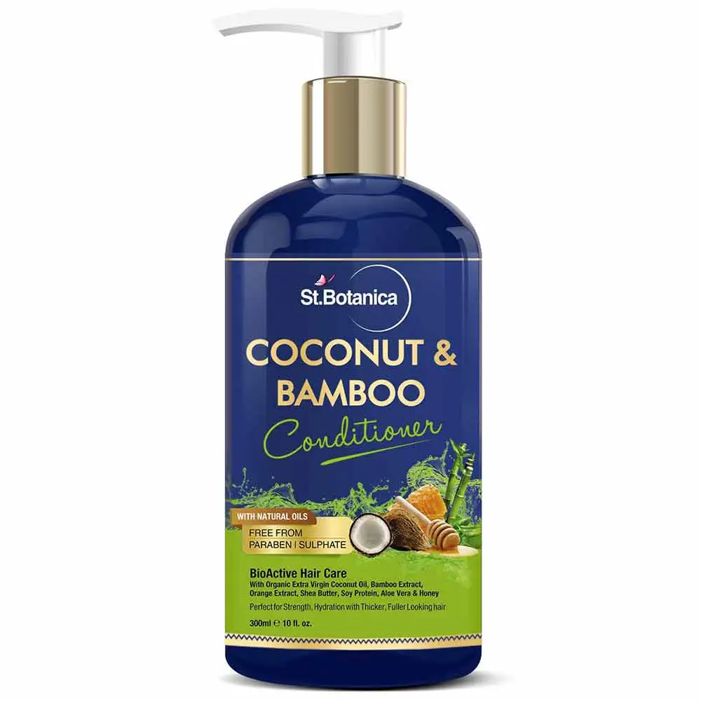 St.Botanica Coconut & Bamboo Conditioner,  300 ml  for Hair Strength & Hydration, with Organic Virgin Coconut Oil, Shea Butter & Aloe vera