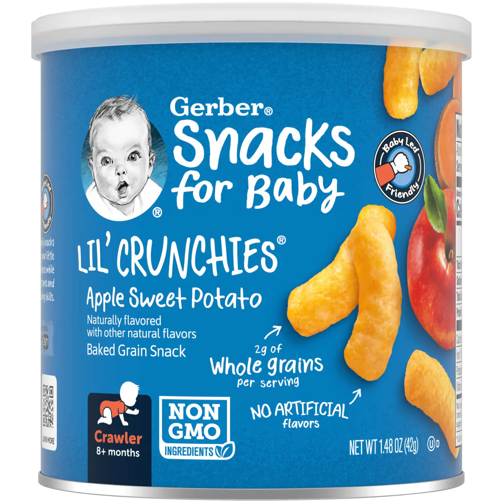 Snacks for Baby, Lil' Crunchies, Baked Grain Snack, 8+ Months, Apple Sweet Potato, 1.48 oz (42 g)