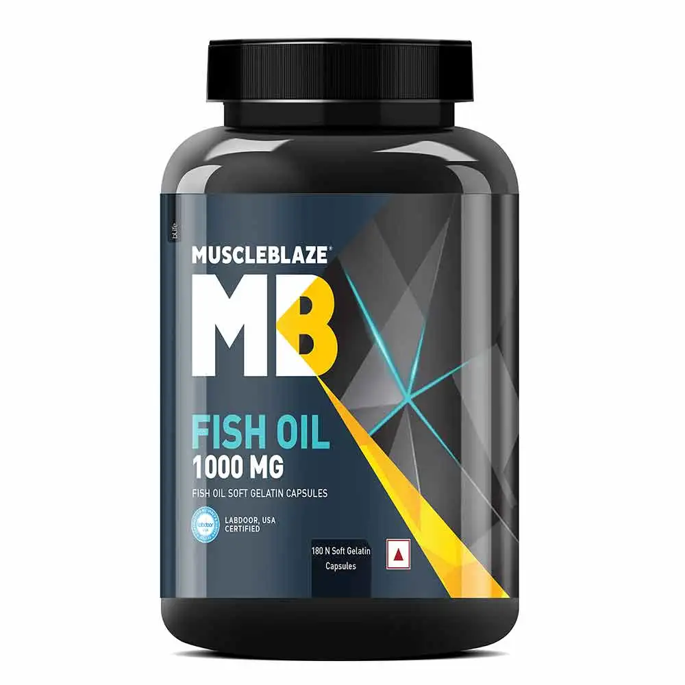 MuscleBlaze Fish Oil (1000 mg) India's Only Labdoor USA Certified for Purity & Accuracy,  180 capsules