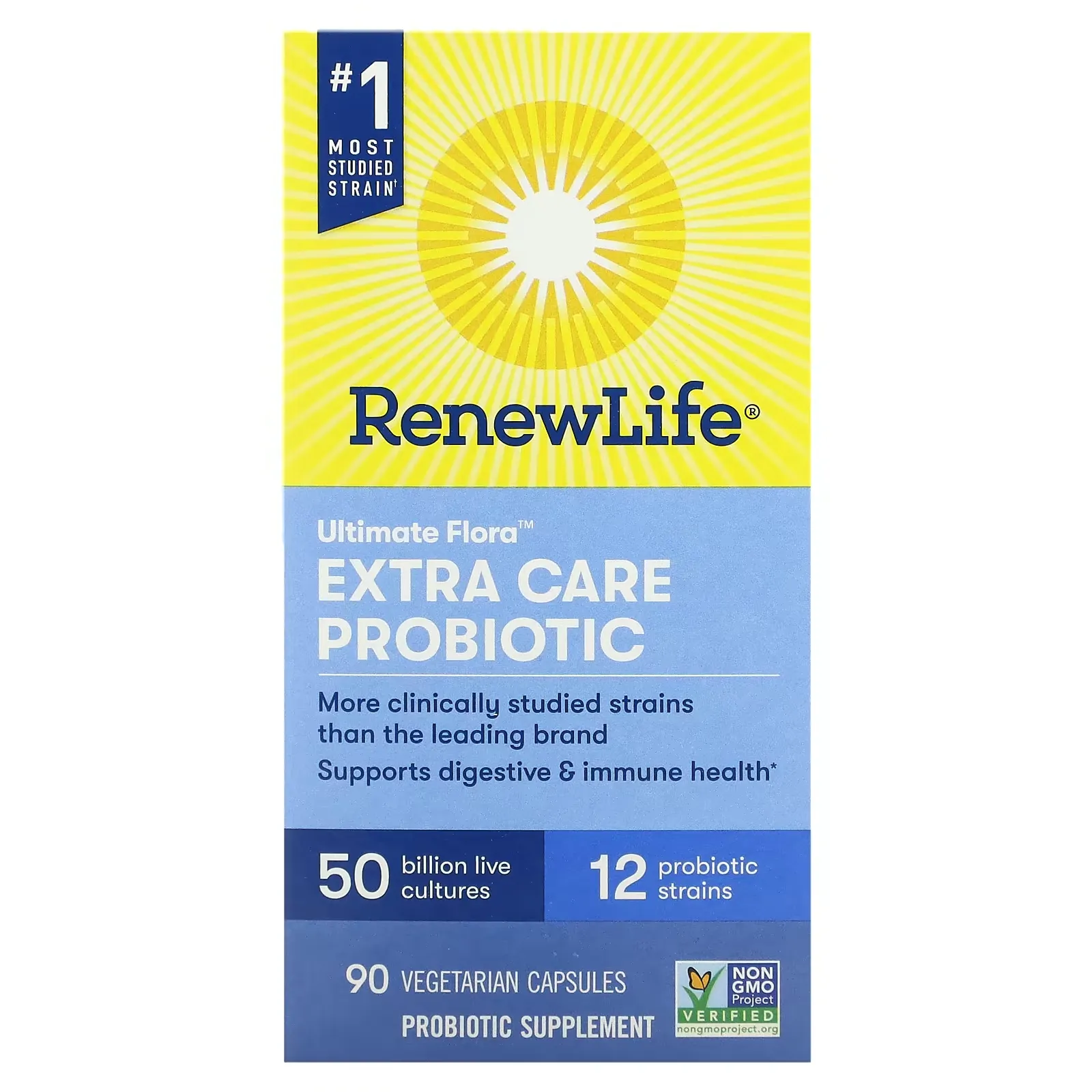 Ultimate Flora Extra Care Probiotic, 50 Billion Live Cultures, 90 Vegetarian Capsules