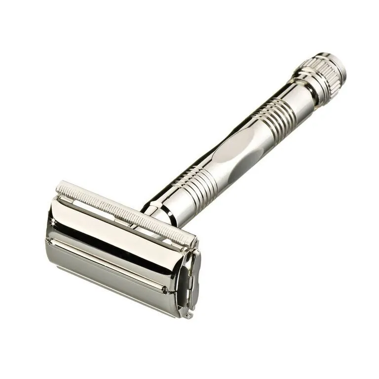 Kent KDSR1 Premium Chrome Indent Body Twist-To-Open Razor