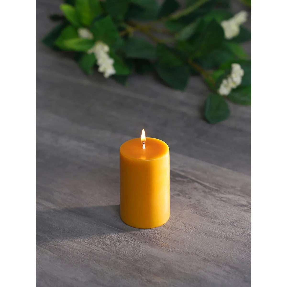 Pure Home + Living Mustard Divine Pillar Candle Small (Set of 2)