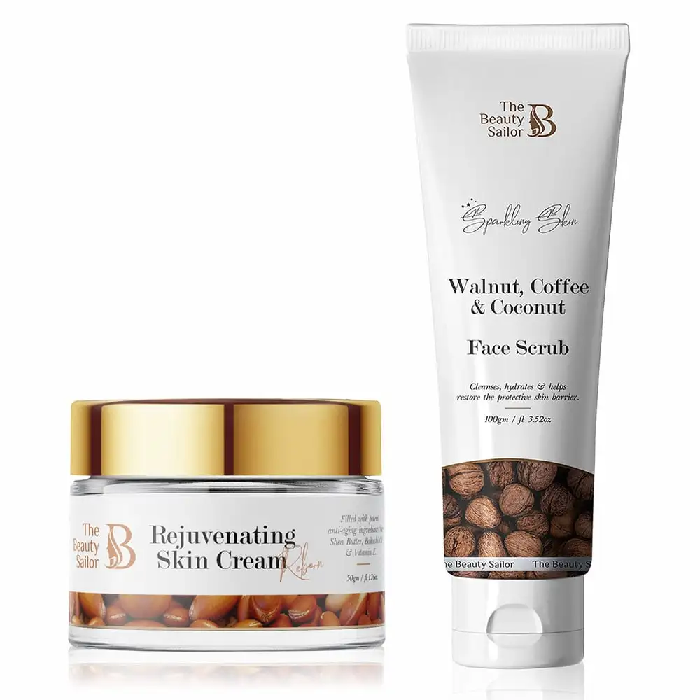 The Beauty Sailor Rejuvenating Skin Cream 50 g & Walnut, Coffee & Coconut Face Scrub Combo,  100 g  Anti Ageing