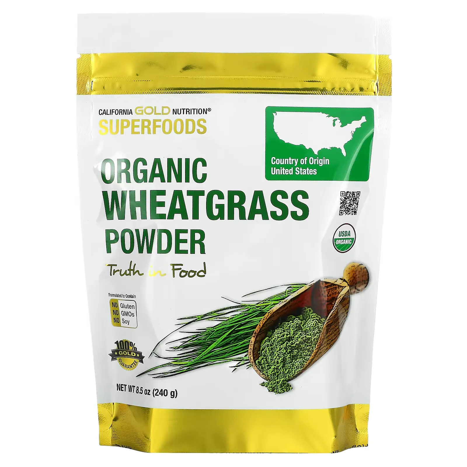 SUPERFOODS - Organic Wheat Grass Powder, 8.5 oz  (240 g)