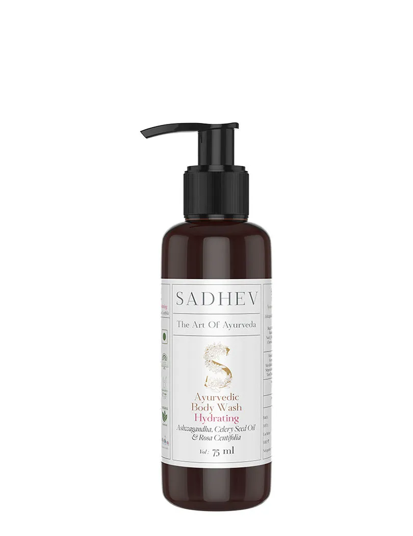 SADHEV Ayurvedic Ashwagandha, Celery Seed Oil & Rosa Centifolia Hydrating Body Wash