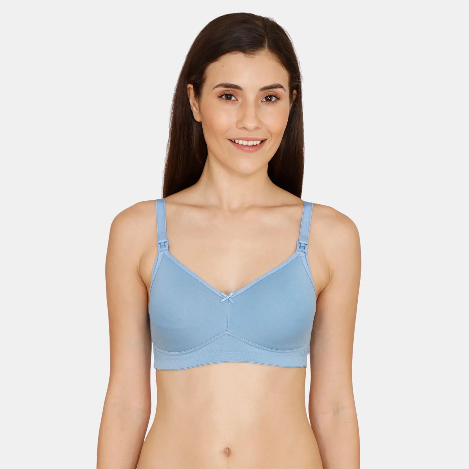 Zivame Double Layered Non Wired 3/4th Coverage Maternity/nursing Bra - Blue