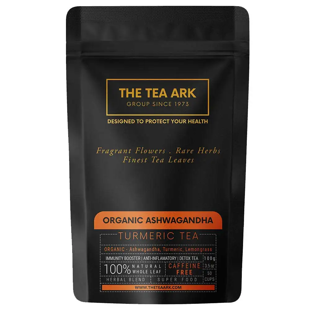 The Tea Ark Organic Ashwagandha Turmeric Tea,  100% Natural - Pouch  100 g