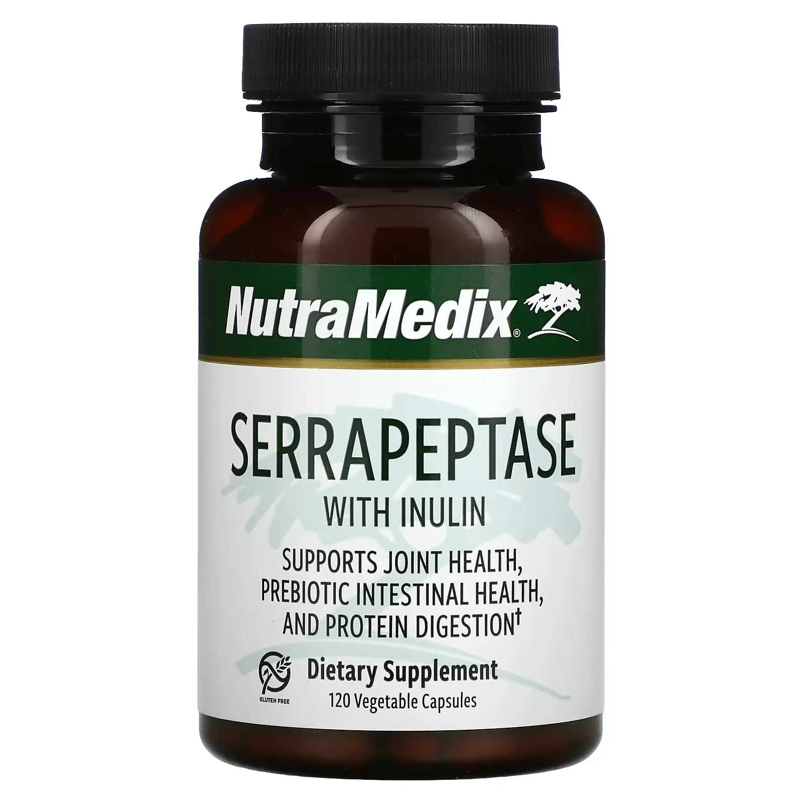 Serrapeptase with Inulin, 120 Vegetable Capsules