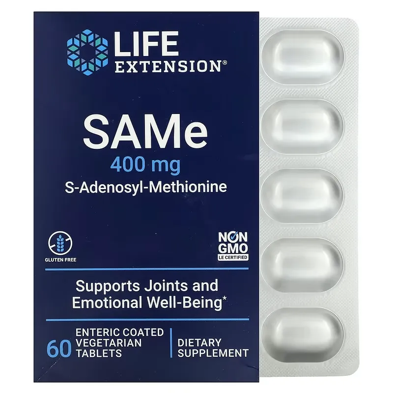 SAMe S-Adenosyl-Methionine, 400 mg, 60 Enteric Coated  Vegetarian Tablets