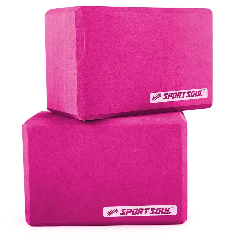 SportSoul Classic Yoga Block,  Pink (Pack of 2)  22 x 11 x 7 cm