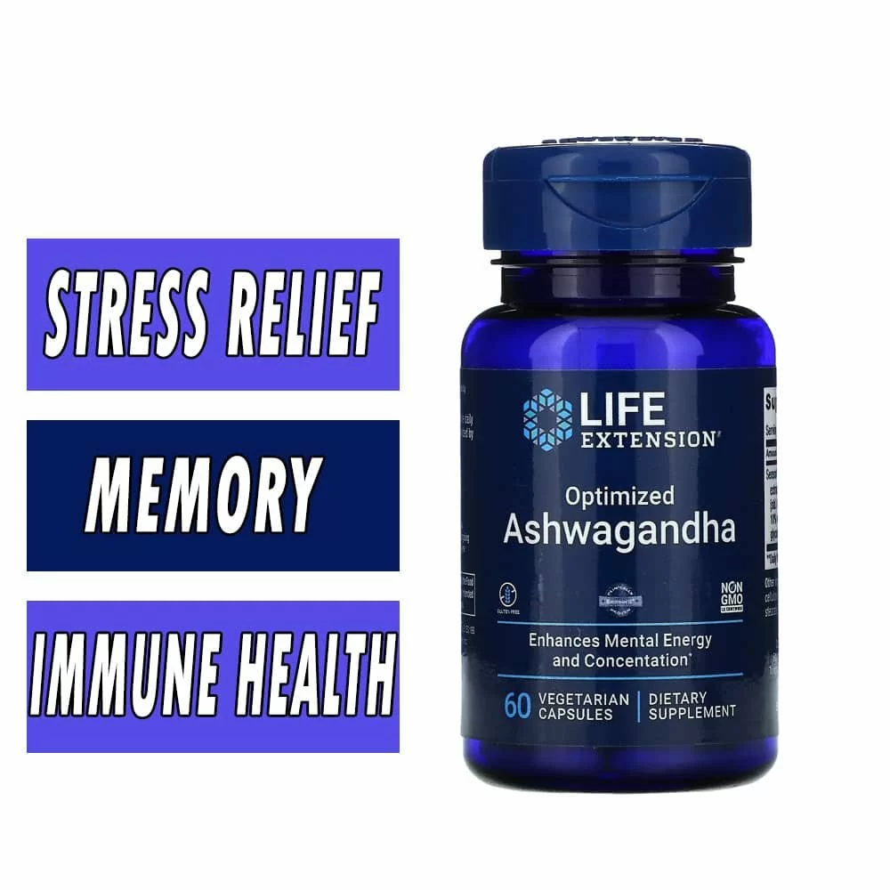 Life Extension Optimized Ashwagandha - 60 Veg Caps - Stress Management