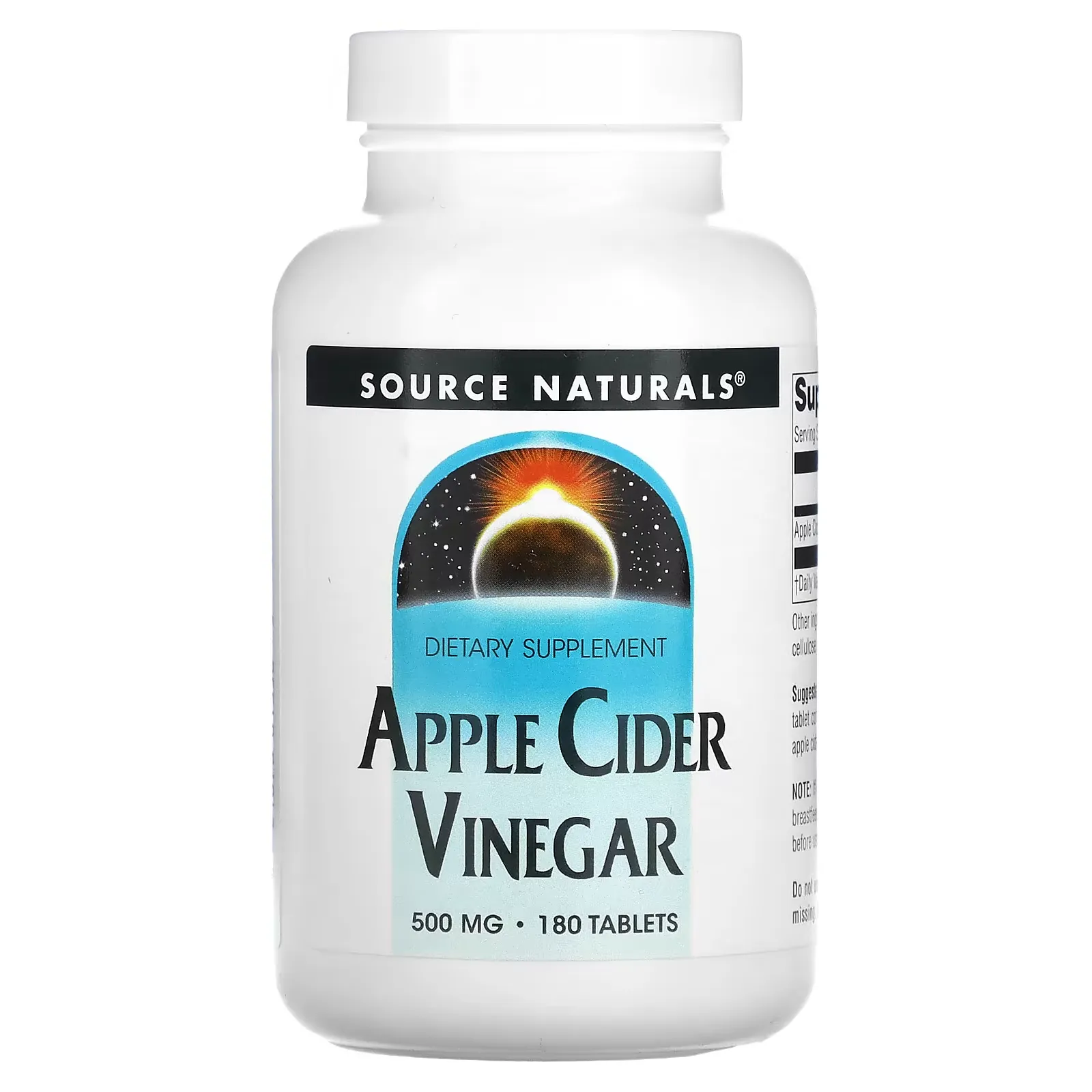 Apple Cider Vinegar, 500 mg, 180 Tablets