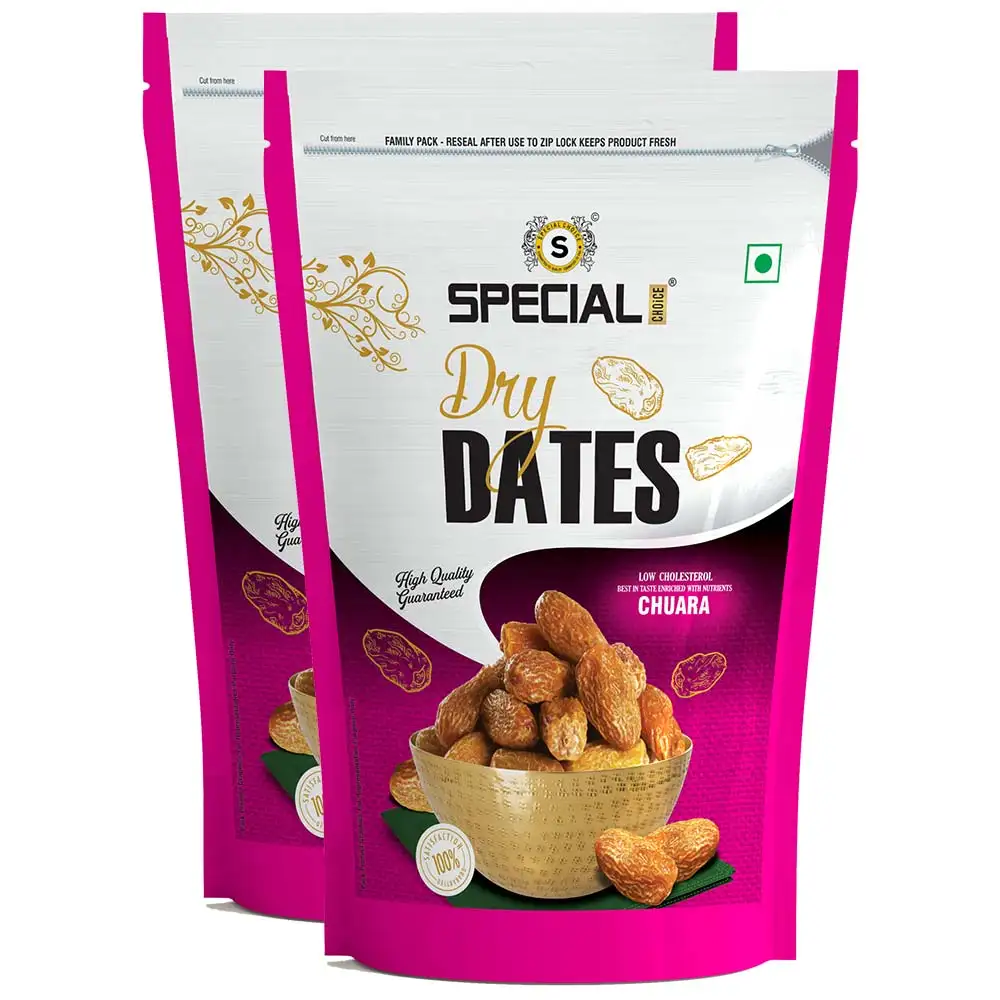 Special Choice Dry Dates (Chuara),  500 g  Unflavoured Yellow Stone (Pack of 2)