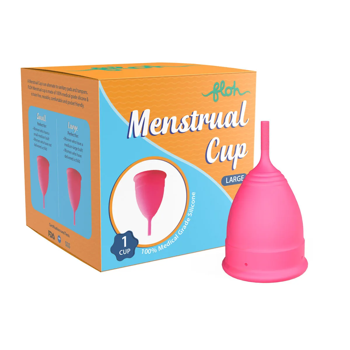 FLOH FDA Approved Reusable Menstrual Cup For Women (L)