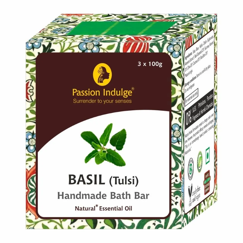 Passion Indulge Natural Handmade Bath Bar Soap - Basil (Pack of 3)